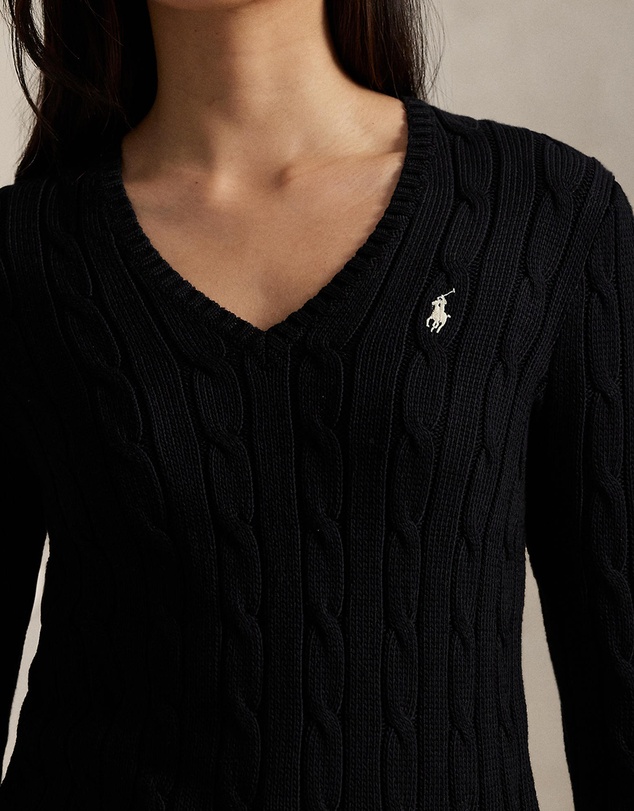Polo Ralph Lauren - Cable-Knit Cotton V-Neck Sweater