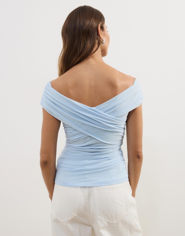 Atmos&Here - Ophelia Cross Off Shoulder Mesh Top