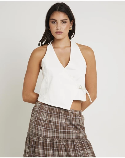 Subtitled - Delilah Denim Halter Neck Top