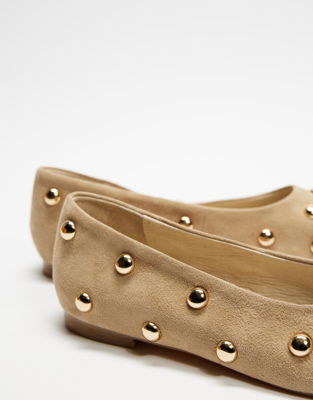 AERE - Studded Suede Ballet Flats