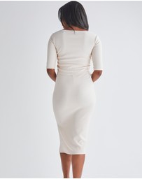 Angel Maternity - Suzie Maternity Cross Over Off Shoulder Top in Oat Milk