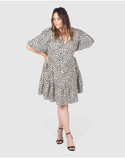 Love Your Wardrobe - Ocelot Spot Tiered Dress