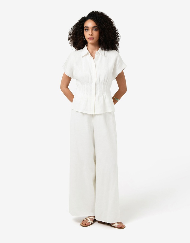 Forcast - Ami Linen Pleated Tuck Shirt
