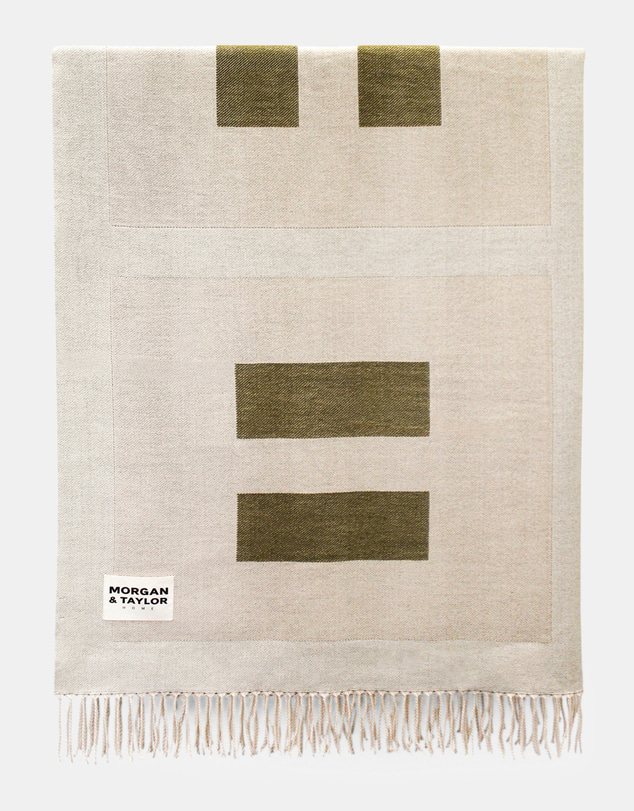 Morgan & Taylor - Willow Throw Blanket in Beige and Dark Green