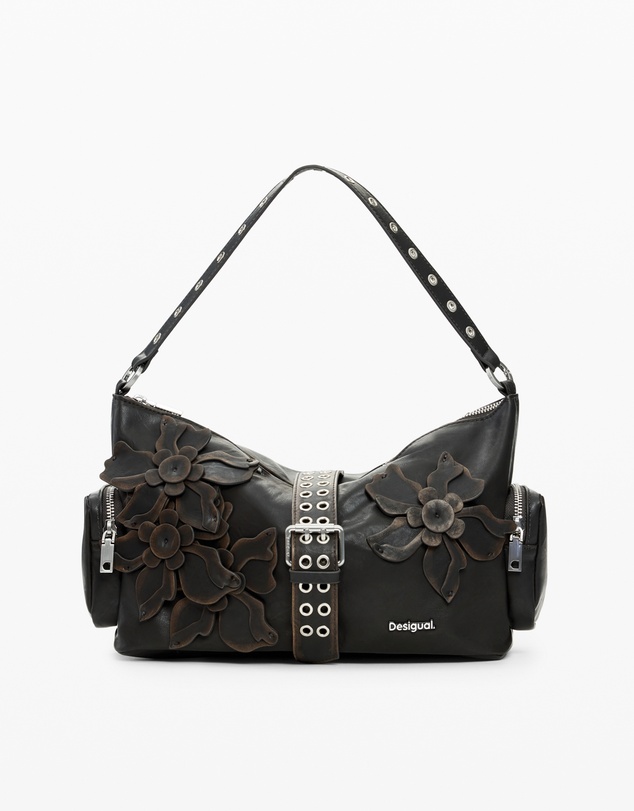 Desigual - Medium bag with flower appliqués