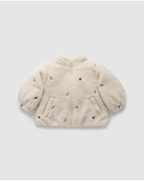 Purebaby - Fluffy Embroidered Jacket -Kids-Babies