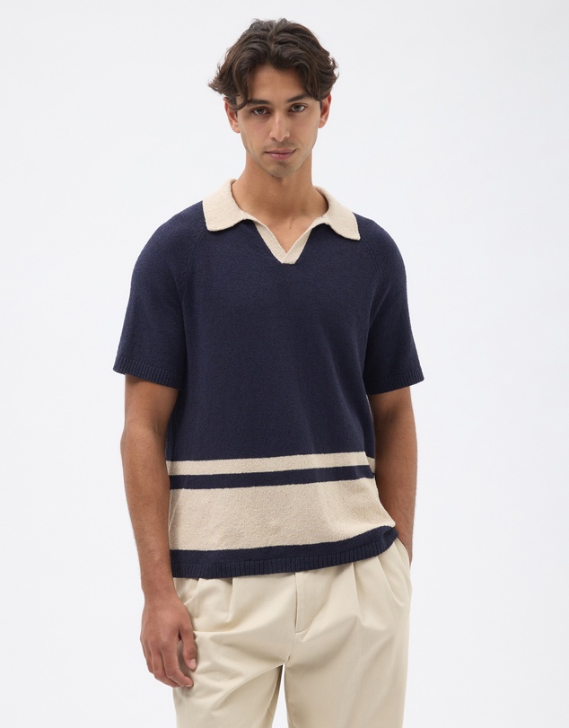 AERE - Organic Cotton Boucle Stripe Polo
