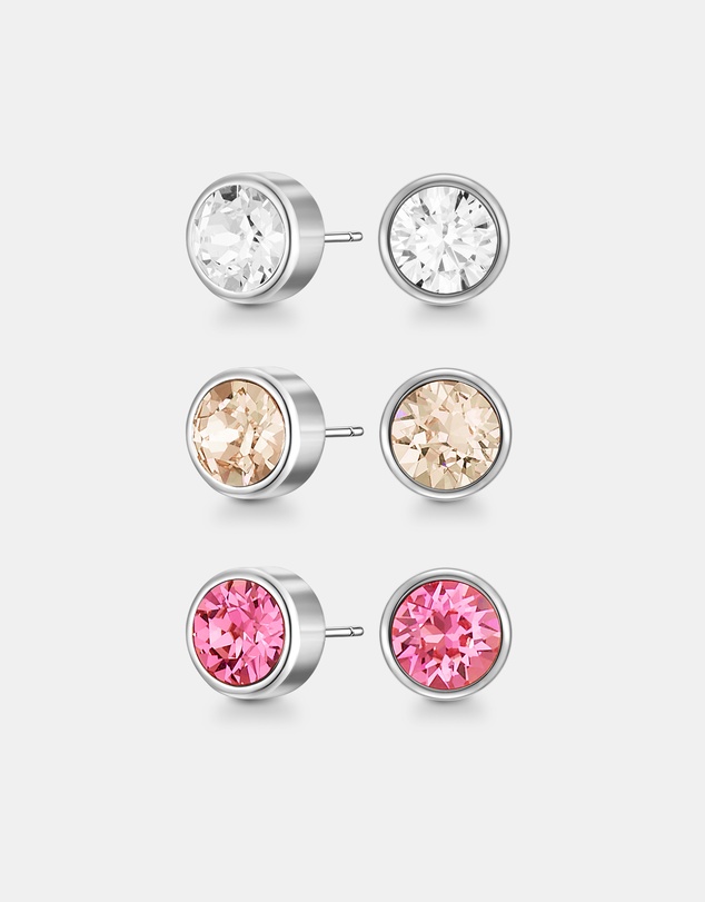 Mestige - Cutesy Earrings Set - Silver Plated