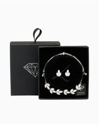 Lovisa - Silver Diamante Vine Toggle Bracelet & Earrings Set