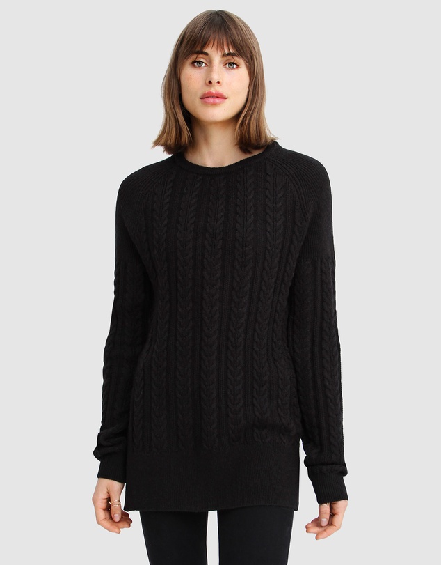 Belle & Bloom - At Last Cable Knit Jumper with Slit