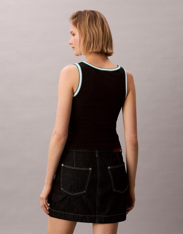 Calvin Klein Jeans - Contrast Trim Ribbed Logo Graphic Tank Top