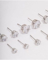Lovisa - Silver Classic Round Cubic Zirconia Earring 6-Pack