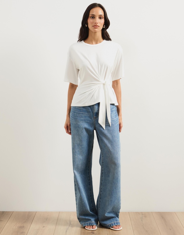 Atmos&Here - Rose Short Sleeve Tie Waist Top