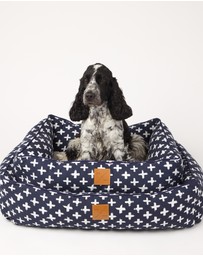 Mog & Bone - Bolster Dog Bed - Navy Cross