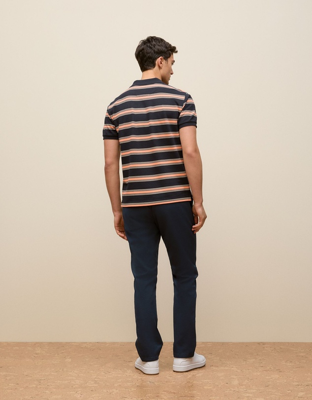 Trenery - Textured Stripe Monogram Polo in Navy