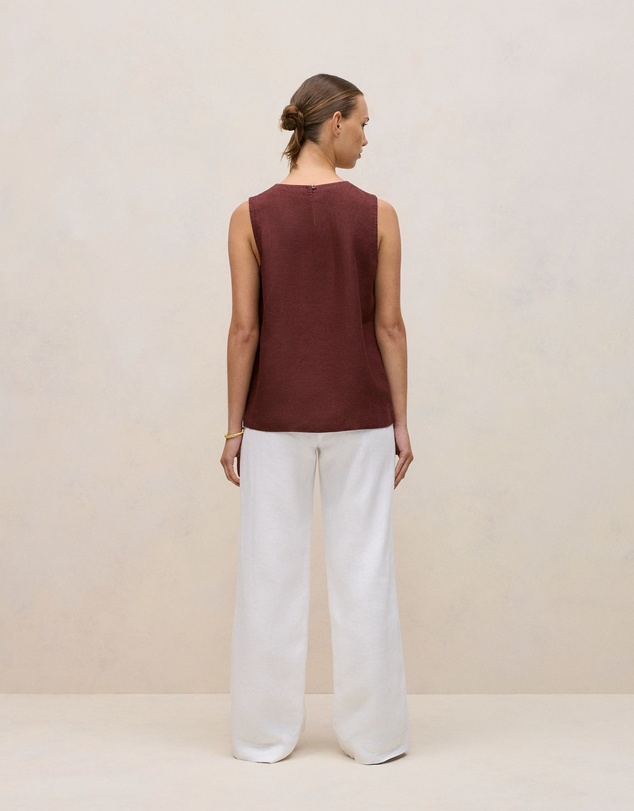 Trenery - Delave Linen Shell Tank in Espresso