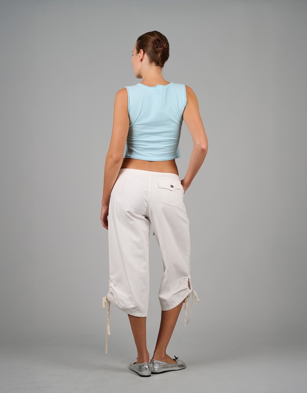 Love and Nostalgia - Big Bully Capri Drawstring Pant - White