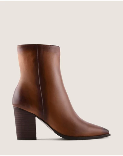Shelly Shen - Ellis Heel Ankle Boots Tan Leather
