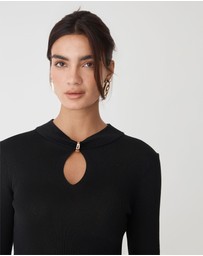 Forcast - Ciara Keyhole Lurex Knit Top