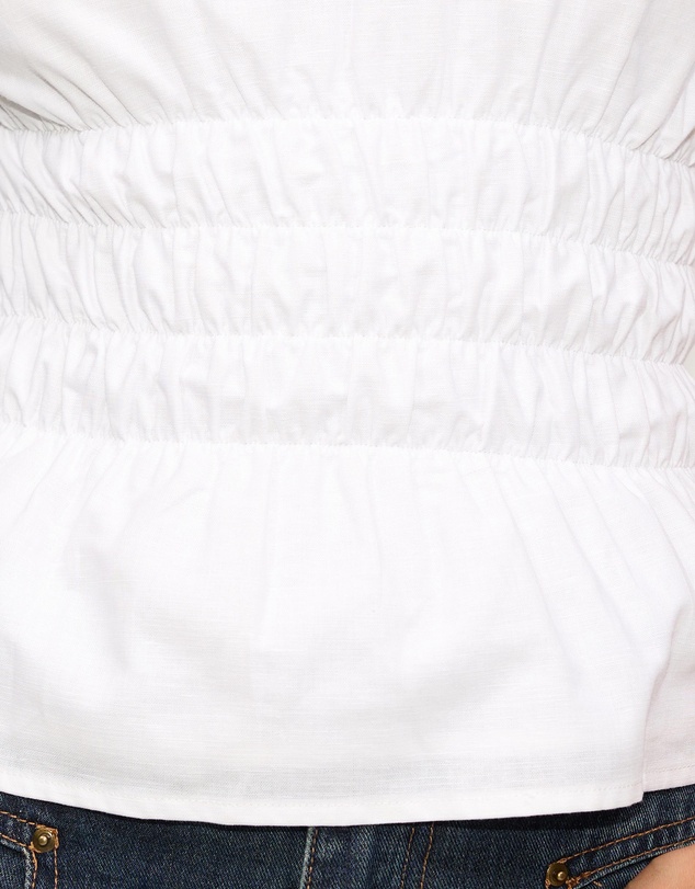 Dazie - Crushing On You Ruched One Shoulder Linen Blend Top