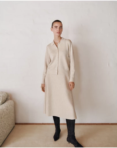 Trenery - Merino Double Knit Jacket in Oat Marle