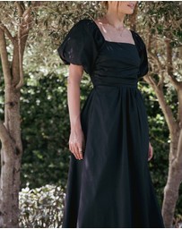 Petal & Pup - Clo Puff Sleeve Midi Dress - Black