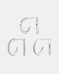 Mestige - Radiance Hoops Set - Silver Plated