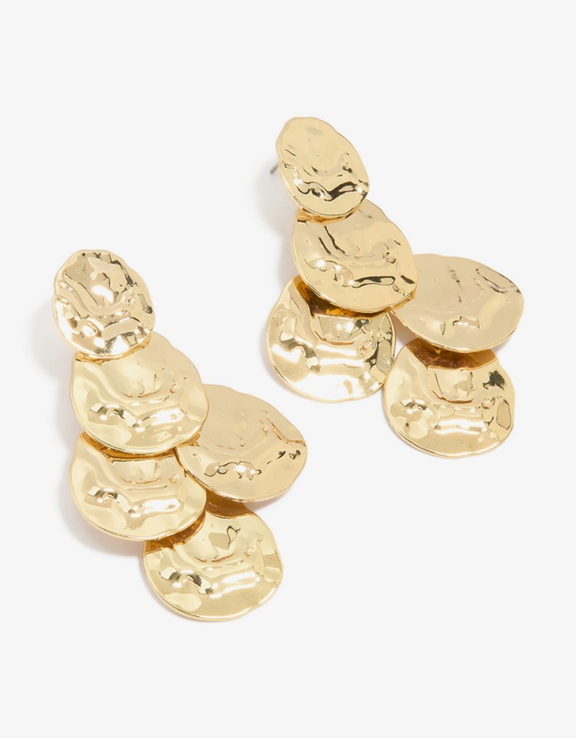 Lovisa - Gold Plated MoltenTextured Disc Drop Earrings