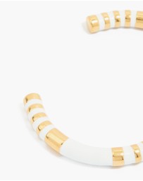 Lovisa - Waterproof Gold Plated Stainless Steel Stripe White Enamel Wrist Cuff