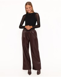 Petal & Pup - Saffron Vegan Leather Wide Leg Pant - Burgundy