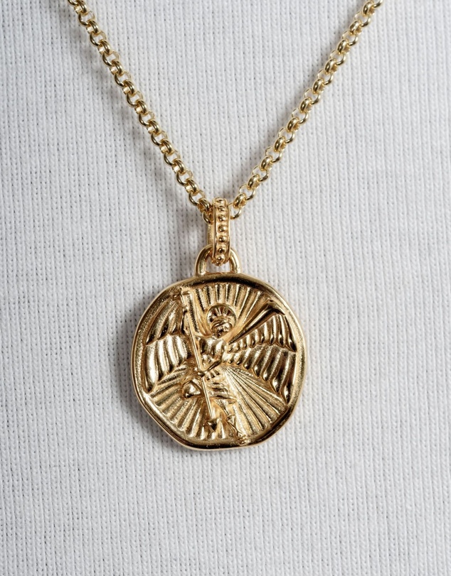 Dower & Hall - Men's St. Michael Talisman Necklace In Gold Vermeil