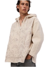 THE TALES - Textured Flower Embroidered Hooded Jacket