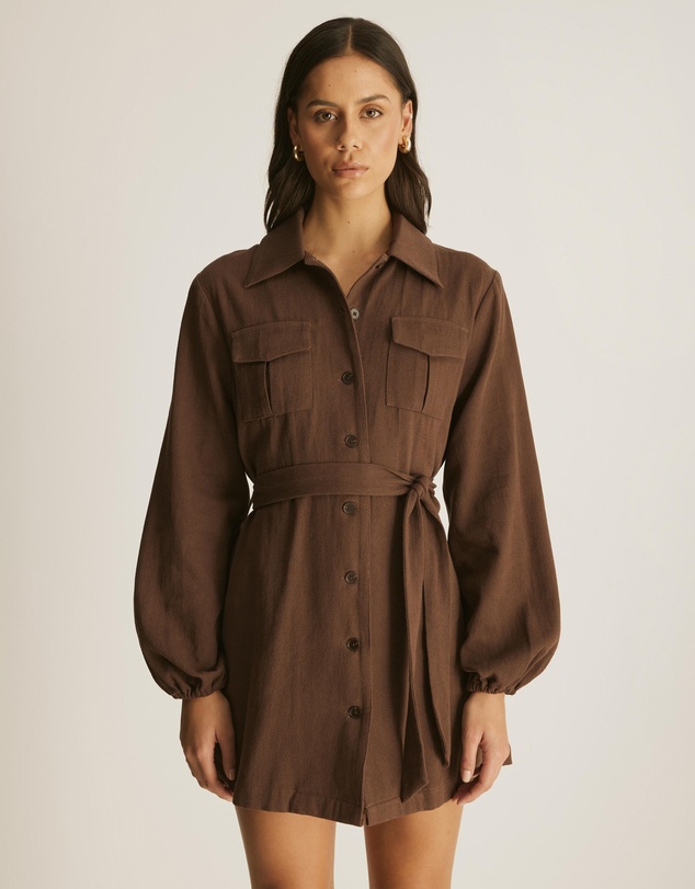 Atmos&Here - Edith LS Twill Mini Dress