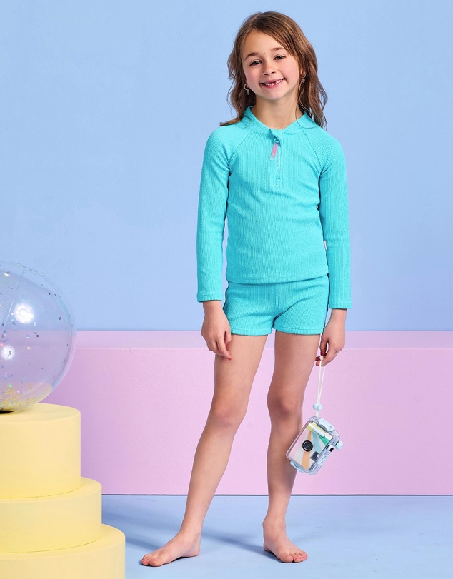 Seafolly - Textured Rashie Boyleg Set - Kids