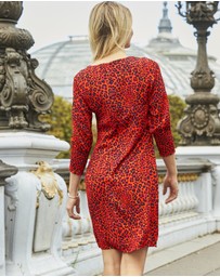 Sosandar - Leopard Print Shirred Sleeve Shift Dress