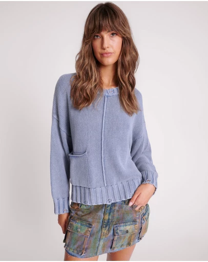 ONE TEASPOON - Acid Washed Oversized Pocket Sweater