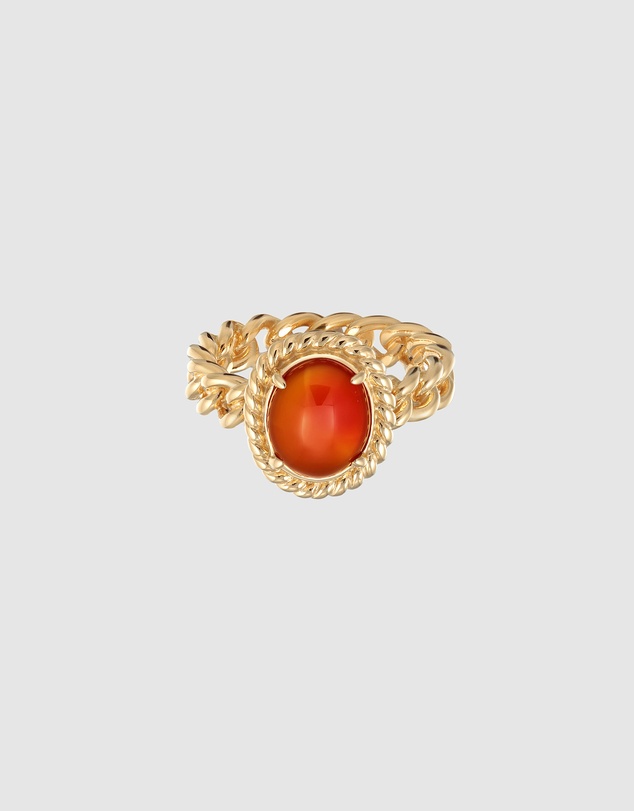 Elli Jewelry - Vintage Cornelian Ring in Gold-Plated 925 Silver