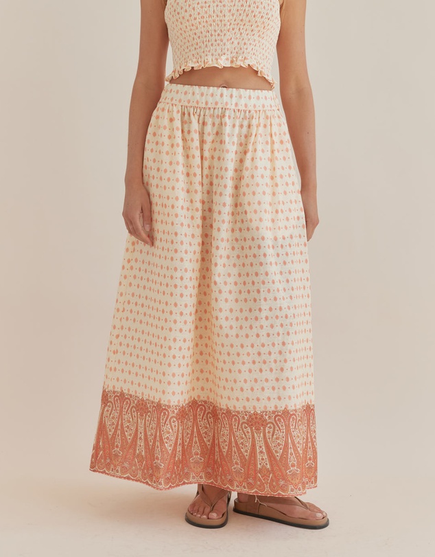 Amelius - Peach Paisley Maxi Skirt