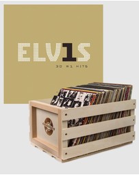 Sony Music - Crosley Record Storage Crate Elvis Presley Elvis 30 #1 Hits Vinyl Album Bundle
