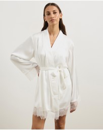 Atmos&Here - Pearl Lace Trim Satin Robe