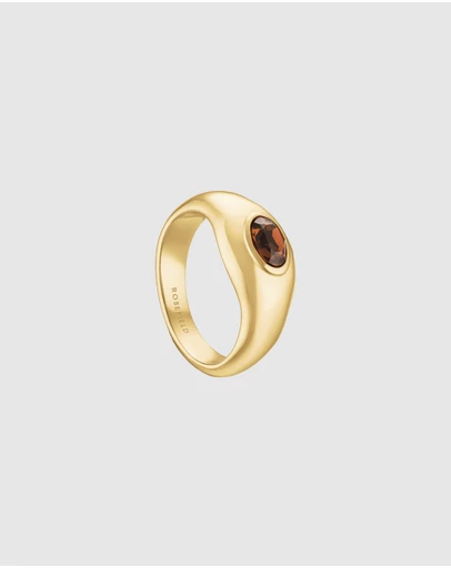 Rosefield - Mocha Crystal Gold-Tone Ring Size 54