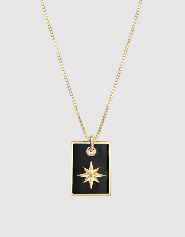 Kuzzoi - ICONIC EXCLUSIVE - North Star Dog Tag Necklace in Gold-Plated 925 Silver