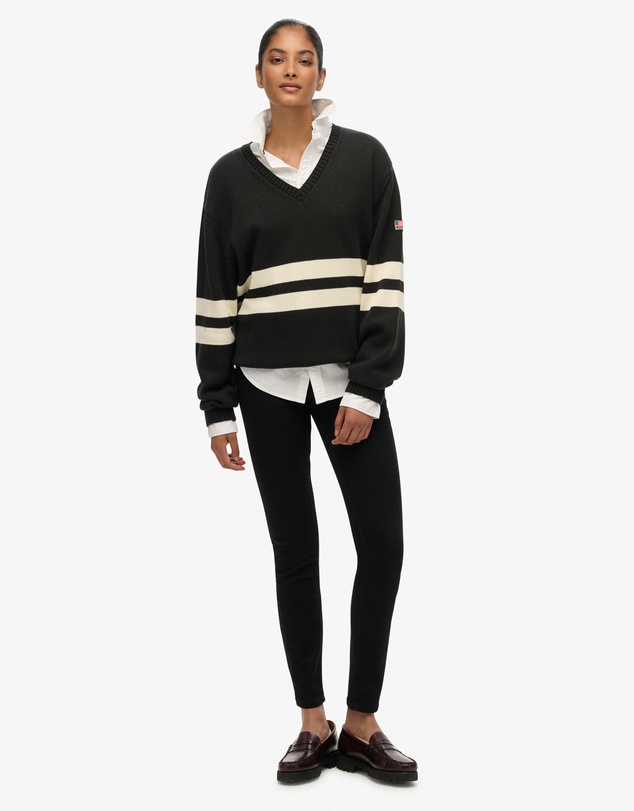 Superdry - Oversized Striped V Neck