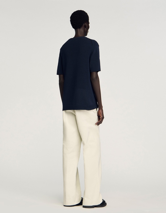 Sandro - Cotton Knit Tee Sweater