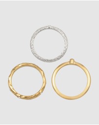 Elli Jewelry - Ring Set of 3 Bicolor Crystal 925 Sterling Silver Gold-Plated