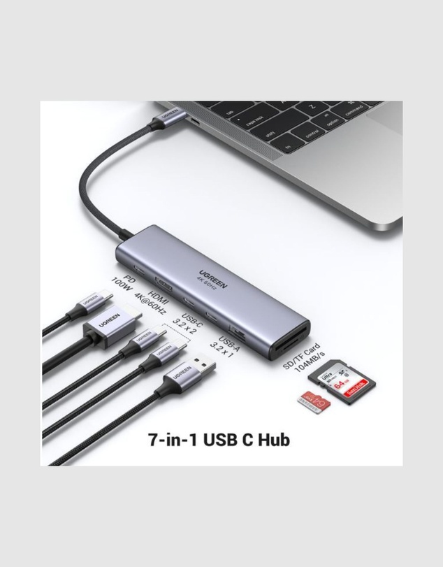 Ugreen - Ugreen 7-in-1 USB C Hub with Single 4K HDMI output
