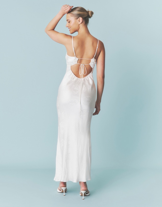 Six Stories - Floral Satin Jacquard Strappy Maxi Dress