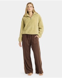 Billabong - Womens Vacay Mode Elastic-waist Linen Pants