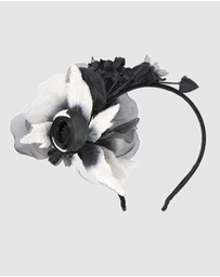 Max Alexander - Multi-Tone Black and White Flower Headband Fascinator