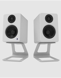 iWorld - Kanto SE2W Elevated Desktop Speaker Stands for Small Speakers - Pair, White
